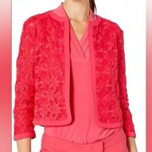 Anne Klein Floral Lace Mesh Cardigan